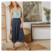 Blancheporte Dlhá rozšírená sukňa s minimalistickým dizajnom nám.modrá