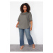 Trendyol Curve Anthracite 100% Cotton More Sustainable Oversize Knitted T-shirt