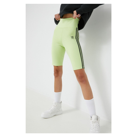 Šortky adidas Originals Trefoil Moments HE0407-PULLIM, dámske, zelená farba, s nášivkou, vysoký 