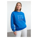 Trendyol Saks Heart Embroidered Oversize/Wide Pattern Thick Inside Polar Fleece Knitted Sweatshi