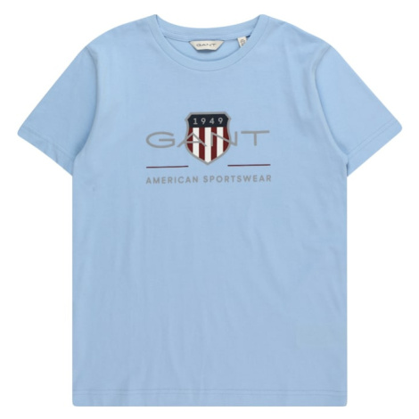 GANT Tričko  pastelovo modrá / karmínovo červená / biela
