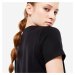 Dievčenské splývavé crop top tričko na moderný tanec s potlačou čierne
