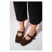 LuviShoes BLUFF Brown Skin Flat Toe Women's Flat Shoes