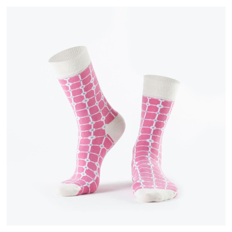 Pink women's checkered socks FASARDI