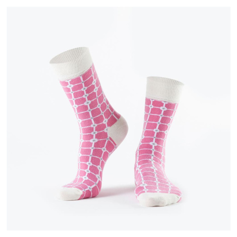 Pink women's plaid socks FASARDI