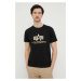 Bavlnené tričko Alpha Industries Basic T-Shirt Foil Print 100501FP.583, čierna farba, s potlačou