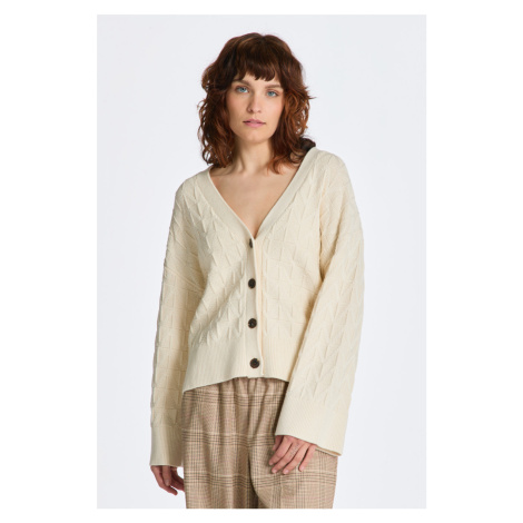 SVETER GANT HERRINGBONE V-NECK CARDIGAN CREAM