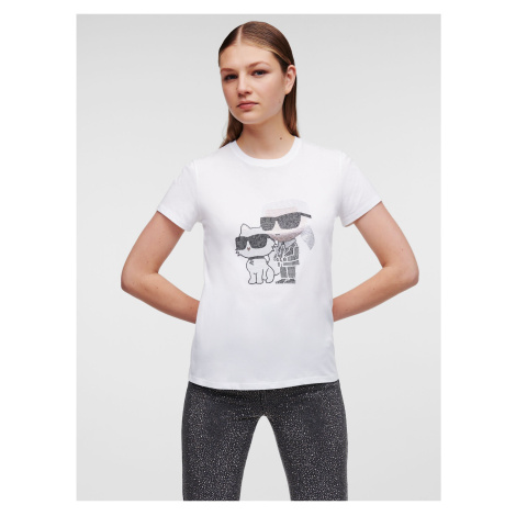 Women's White T-Shirt KARL LAGERFELD Ikonik 2.0 - Women