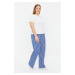 Trendyol Curve Navy Blue Striped Knitted Pajama Bottom