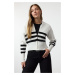 Trendyol Bone Hooded Zippered Knitwear Cardigan