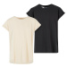 Girls' Extended Shoulder Tee - 2 Pack Cream/Black