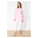 Trendyol Pink Pearl Detailed Cotton Woven Shirt