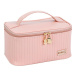 Ružový kozmetický kufrík s prešívaním