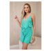 Short jumpsuit with decorative lace mint