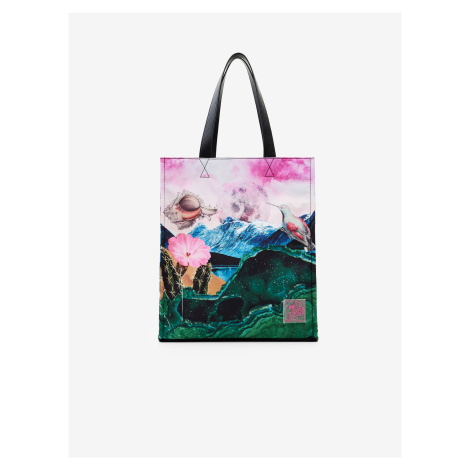 Zeleno-ružový dámsky vzorovaný shopper Desigual Paisaje Surreal