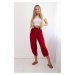 Wide-leg trousers with burgundy pockets