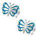 Náušnice zo striebra 925, motýľ s modrými krídlami a lesklým telom