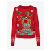 Červený dámsky sveter s vianočným motívom VERO MODA New Frosty Deer