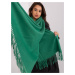 Dark green knitted scarf with fringe