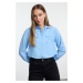 Trendyol Blue Crop Shirt with Bow Detail on the Pocket