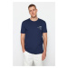 Trendyol Navy Blue Regular/Normal Cut Text Printed Crew Neck 100% Cotton T-Shirt