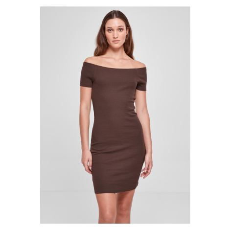 Women's dress with off shoulder brown