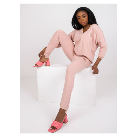 Two-piece cotton casual set dusty pink