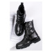 Čierne kožené členkové topánky 2-26819