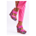 Dámske sandále na klinoch S-1102 Tmavo ružová mix - Renda růžová -mix barev