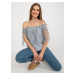 Grey women's Spanish blouse with fringe