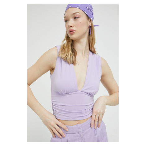 Blúzka Abercrombie & Fitch dámska, fialová farba, jednofarebná