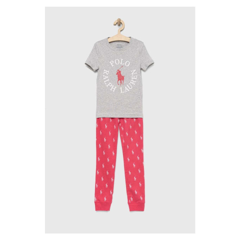 Detské bavlnené pyžamo Polo Ralph Lauren ružová farba, vzorovaná