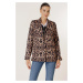 By Saygı One Button Lined Leopard Pattern Comfort Fit Jacket