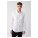 Avva Men's White 100% Cotton Buttoned Collar Pocket Regular Fit Shirt