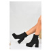 Fox Shoes Black Suede Platform Heeled Sweater Women's Boots