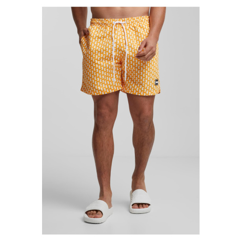 Men's Pattern Orange Swimwear with Pattern Urban Classics