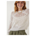 Happiness İstanbul Women's Cream Openwork Seasonal Knitwear Sweater