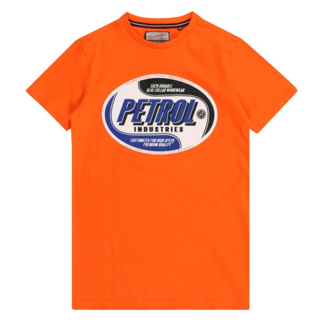 Petrol Industries Tričko  modrá / oranžová / biela