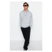 Trendyol Gray Men's Oversize/Wide Cut Hooded Minimal Text Printed Cotton Sweatshirt