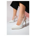 LuviShoes Women's SANTA Ecru Pointed Toe Platform Heel Shoes