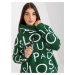 Dark green plus size sweatshirt with a printed hoodie