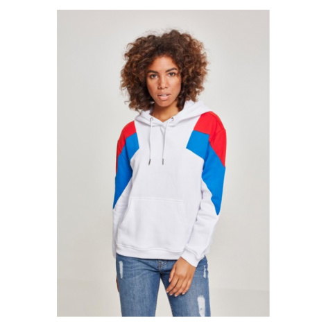 Urban Classics Ladies Oversize 3-Tone Block Hoody wht/firered/brightblue