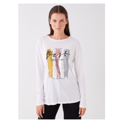 LC Waikiki Crew Neck Printed Long Sleeve Women's T-Shirt