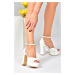 Fox Shoes White Leather Platform Evening Dress Shoes with Thick Heels