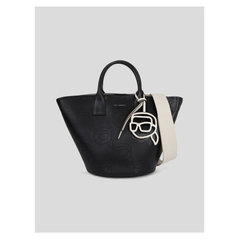 Black women's leather handbag KARL LAGERFELD Ikonik 2.0 Perforated Tote - Women