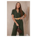 Jumpsuit with a decorative belt at the khaki-colored waistband