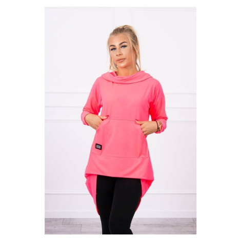 Long-back hoodie pink neon