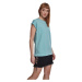 Women's blue T-shirt with extended shoulder