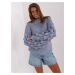 Grey-blue oversize sweater with puffed sleeves