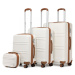 KONO Set 4 cestovných kufrov s horizontálnym dizajnom - ABS - béžovo hnedá- 10L/44L/66L/96L
